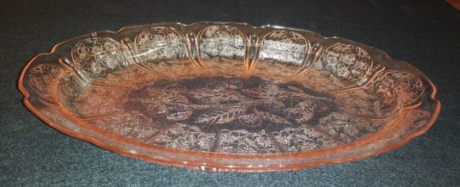 Jeanette Pink Depression Glass Oval Serving Plate or Tray