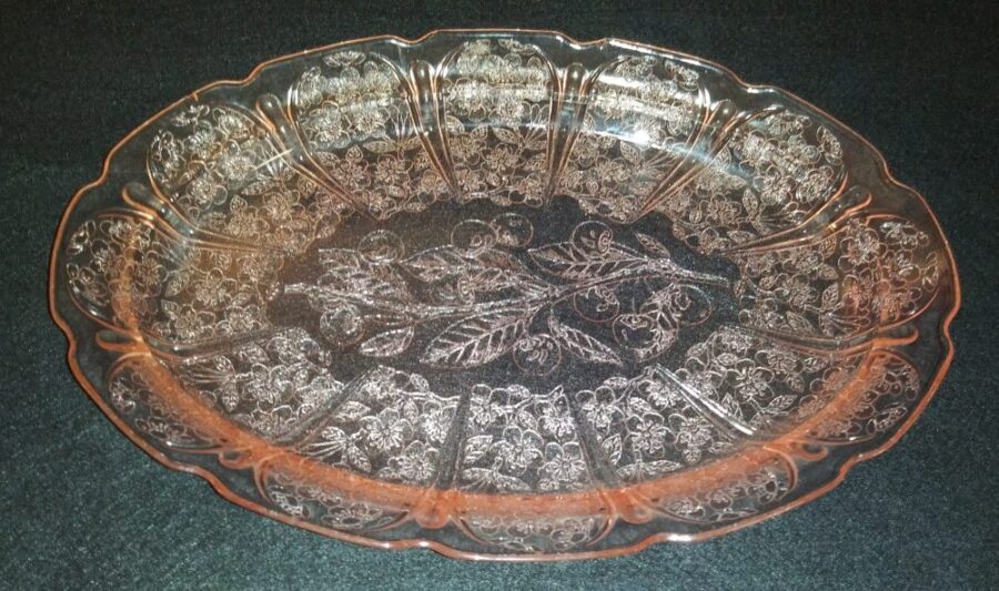 Jeanette Pink Depression Glass Oval Serving Plate or Tray
