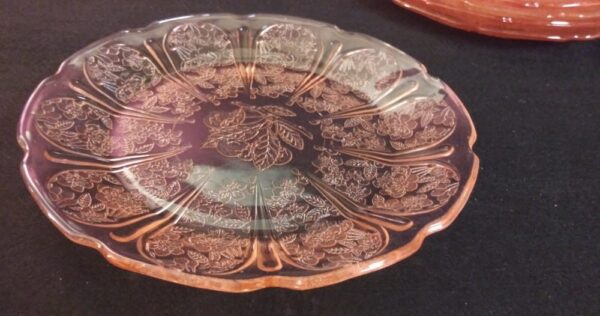 Jeanette Glass Co Pink Cherry Blossom Depression Glass 7" Salad Plates