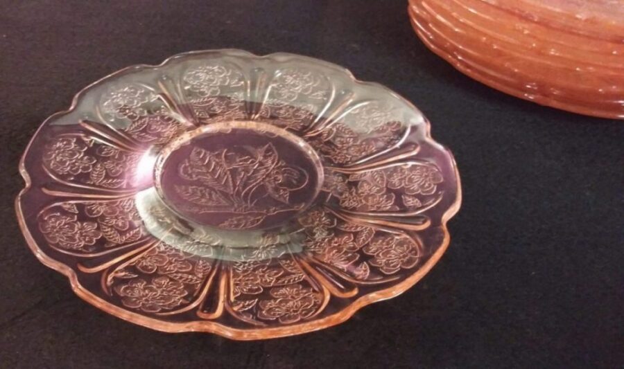 Jeanette Glass Co Vintage Cherry Blossom Pink Depression Glass 5.75" Saucer